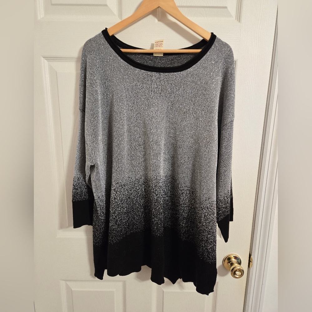 Faded Glory Metallic Black and Gray Sweater Size 3X